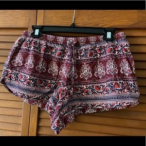 American Eagle Shorts Boho Maroon Drawstring Pockets M